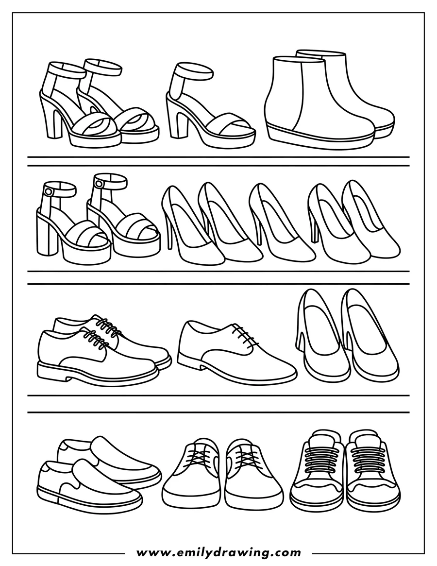 Free to print drawing of shoes