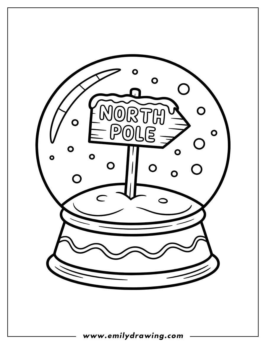 Coloring sheet featuring snow Globe