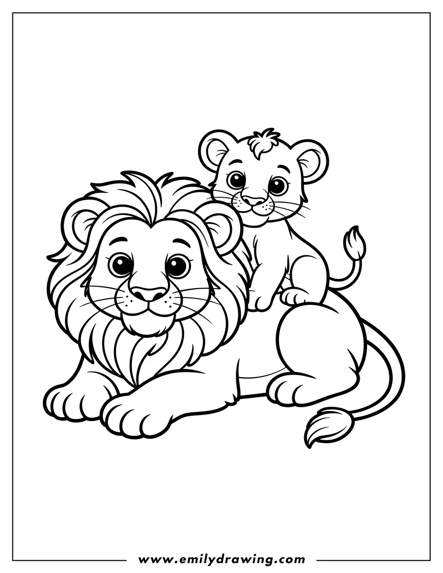 Downloadable coloring page of lion