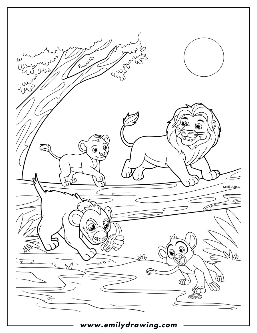 Downloadable coloring page of adult Lion