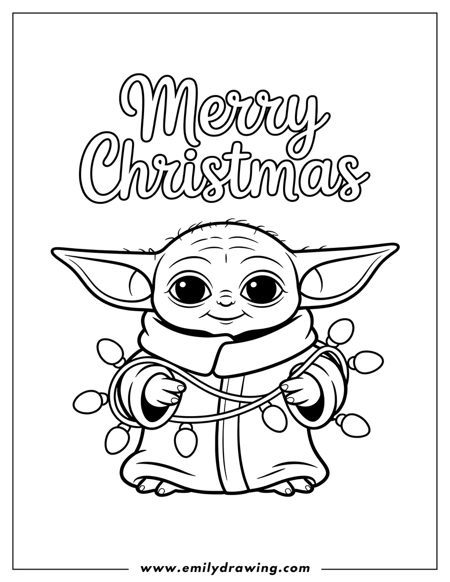 Printable line art of alien Child