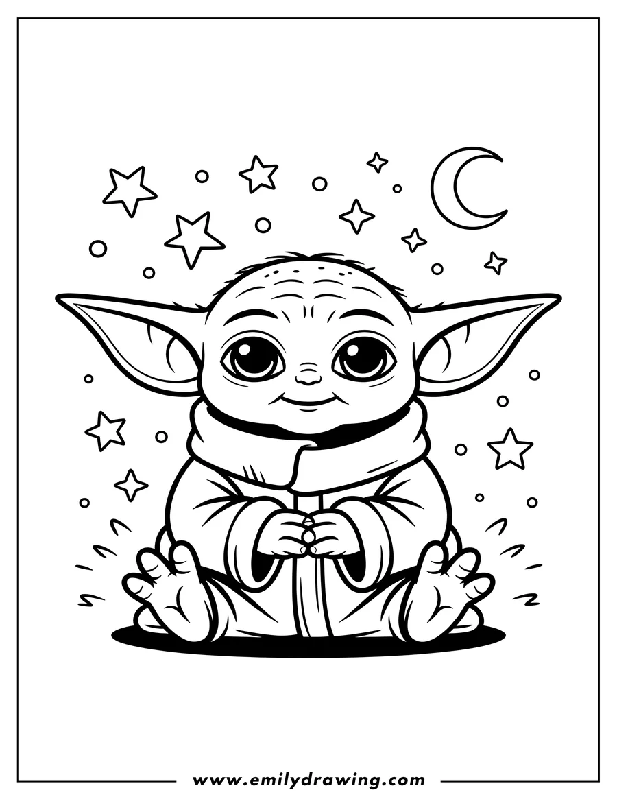 Printable line art of alien Child