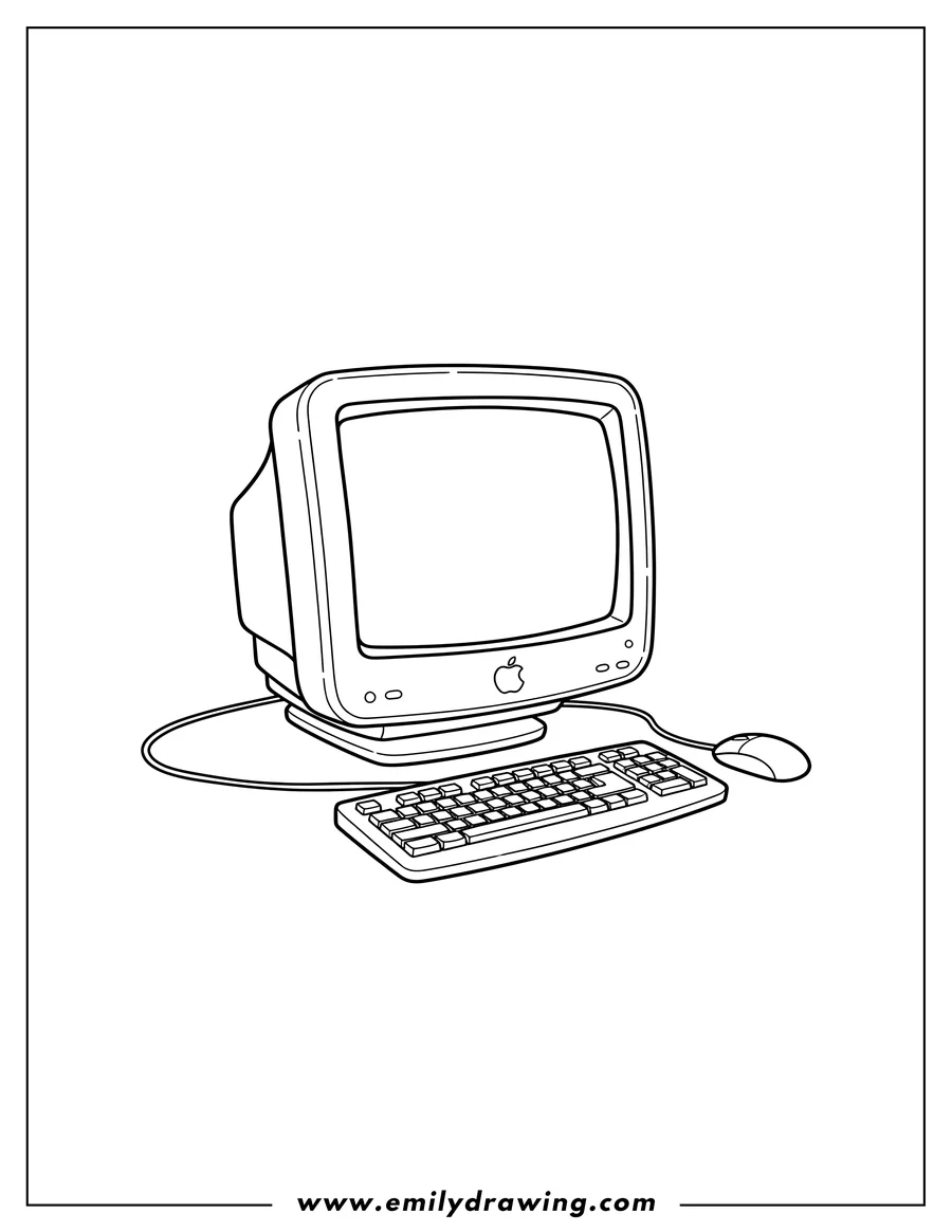Coloring page of apple Imac G3 Y2K coloring page