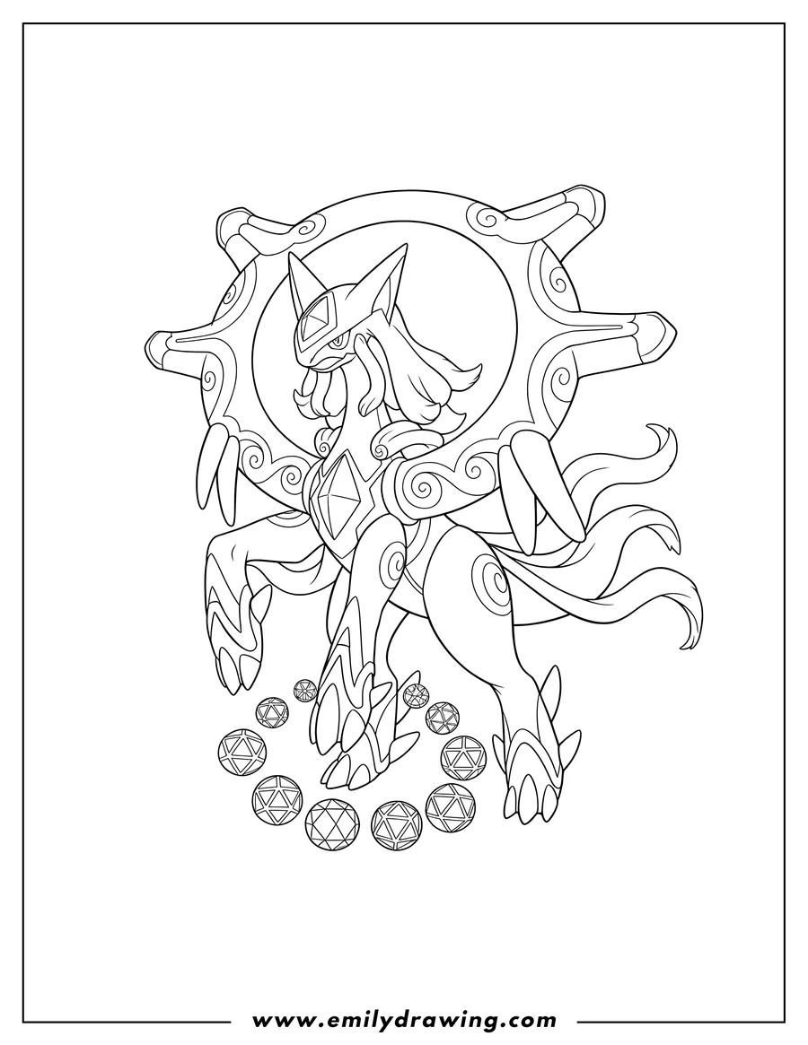 Coloring page for kids: arceus And Jewel Life Outline, standing full-body