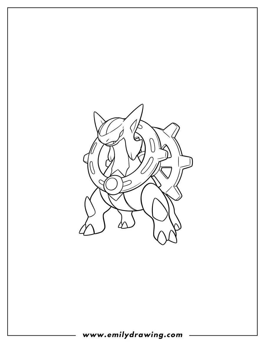 Full page coloring image of simple Arceus V Pokemon coloring page