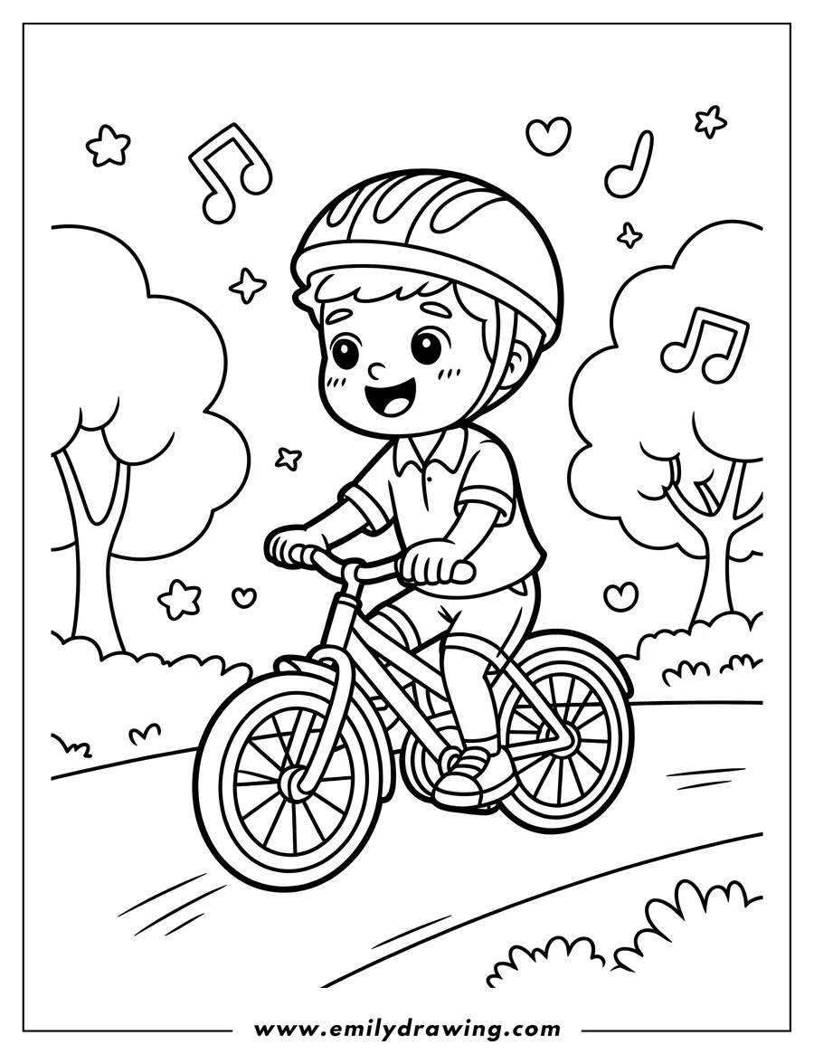 Printable line art of boy