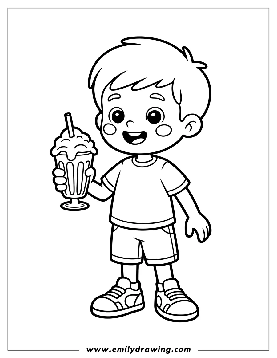 Outline drawing of boy