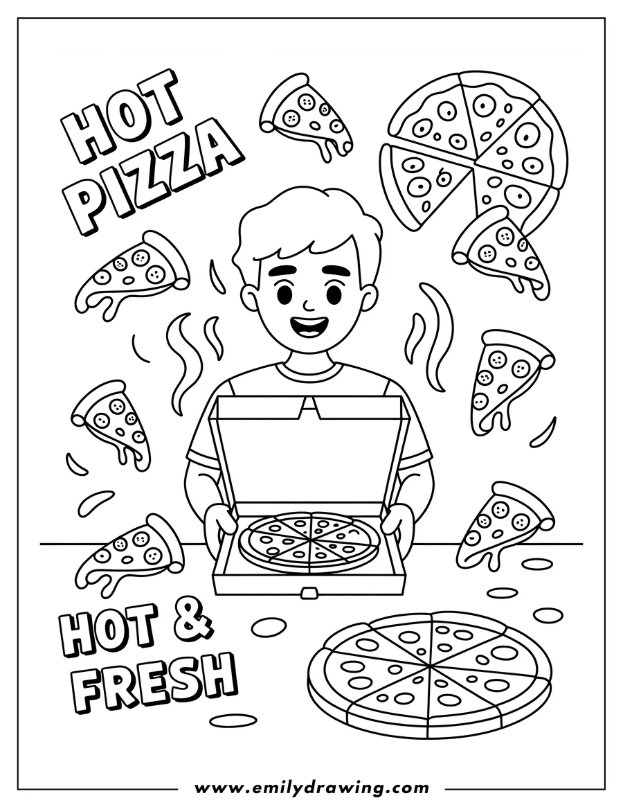 Coloring sheet featuring boy