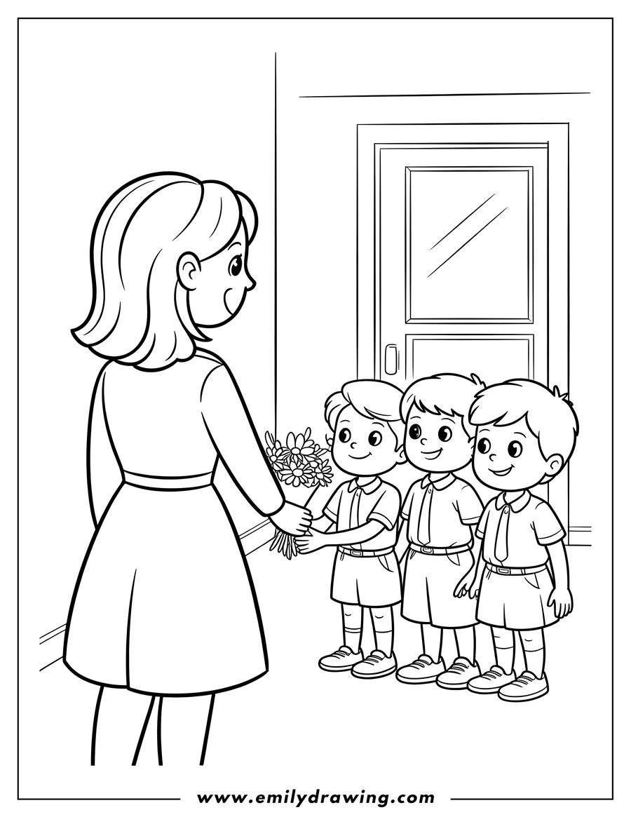 Coloring page of woman