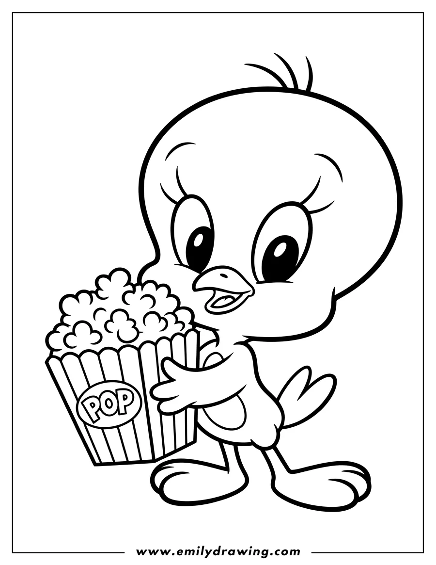 PDF style coloring page: cartoon Bird