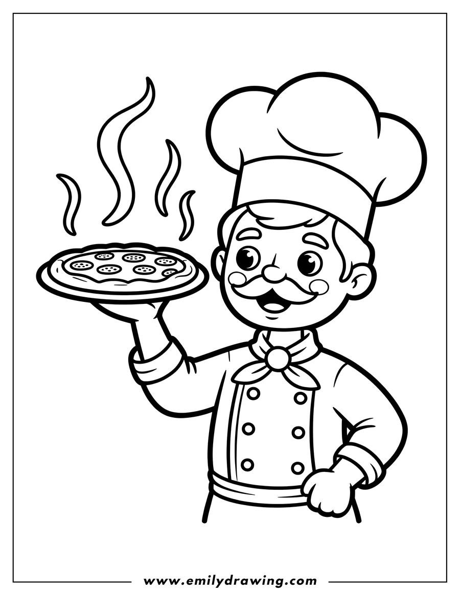 Downloadable coloring page of chef