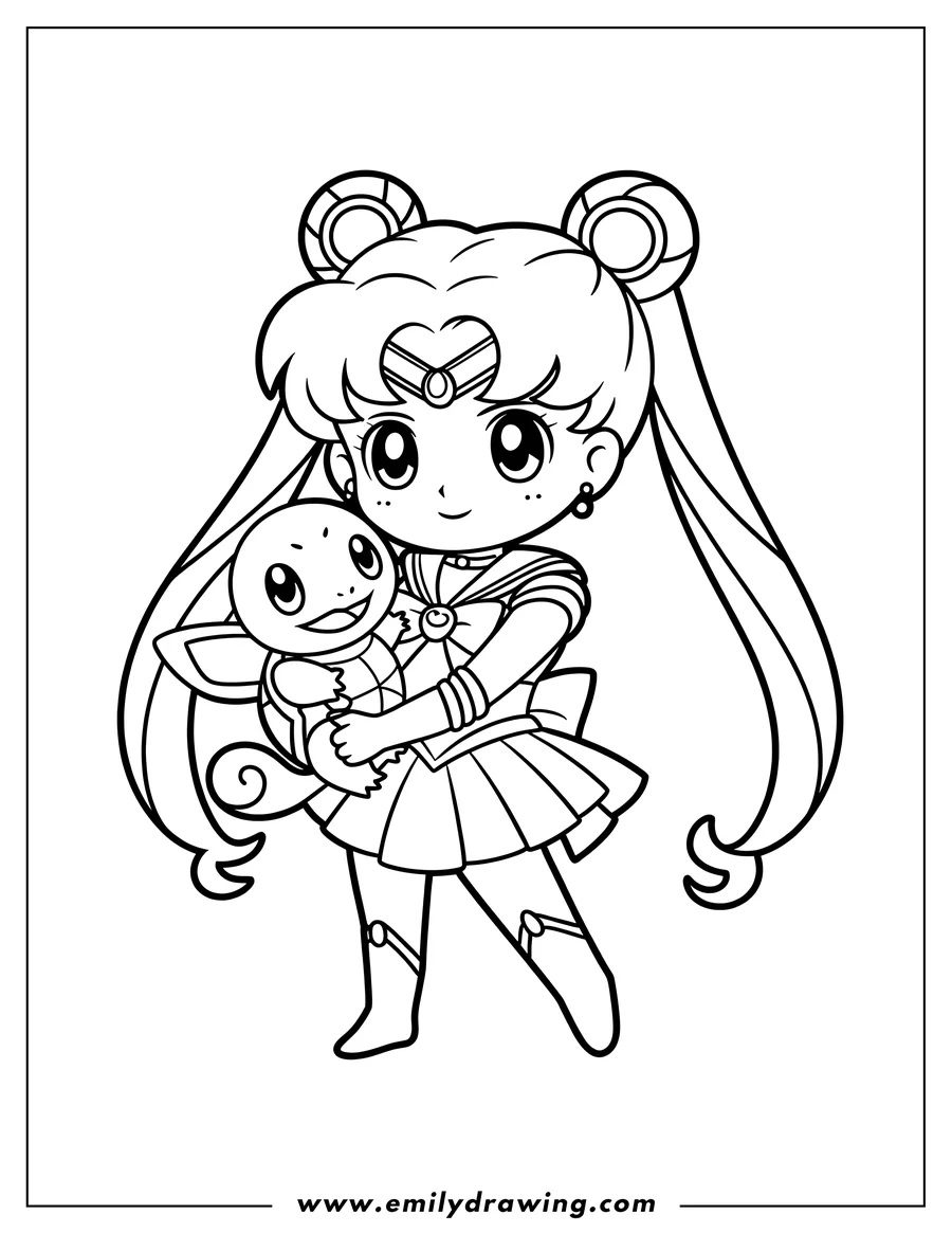 Clean line drawing: character