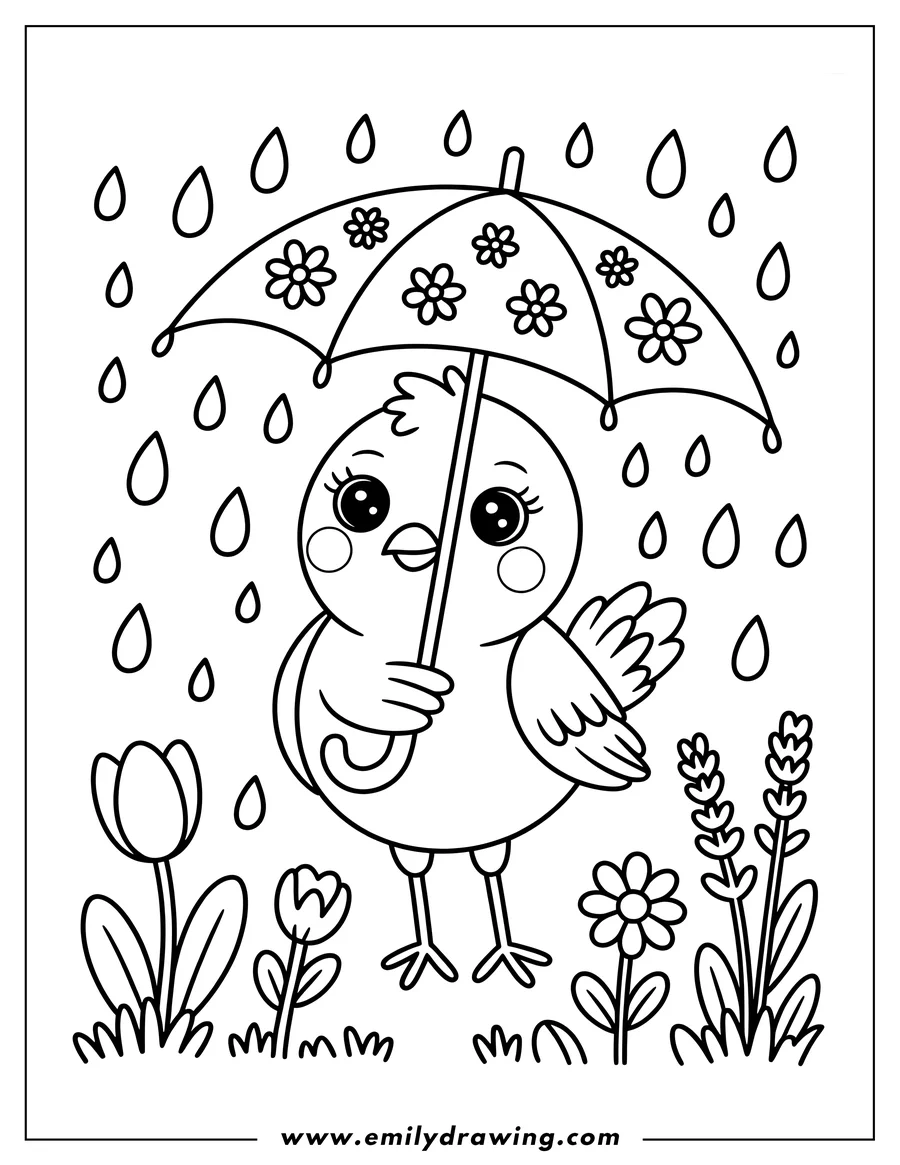 Coloring sheet featuring chick