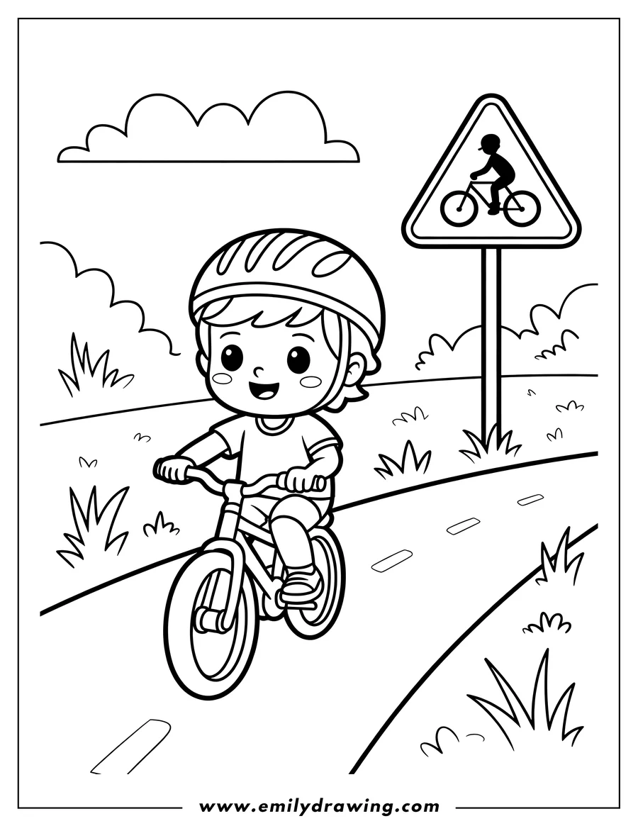 Full page coloring image of child