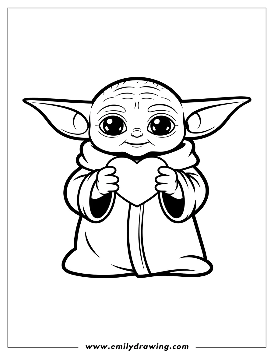 Clean line drawing: childlike Alien