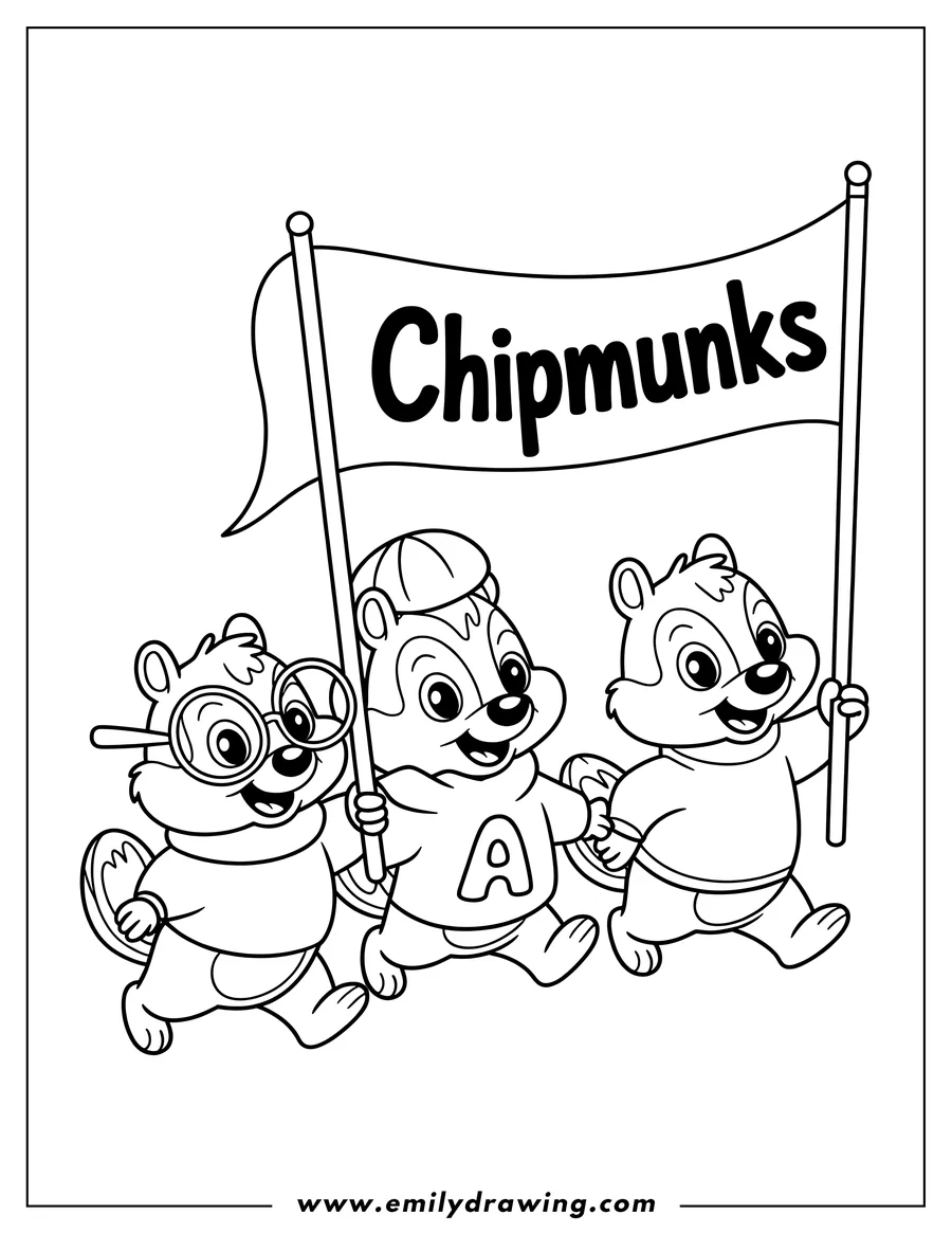 Vector style outline of chipmunk