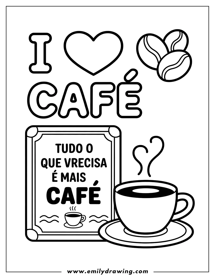Free to print drawing of coffee cup