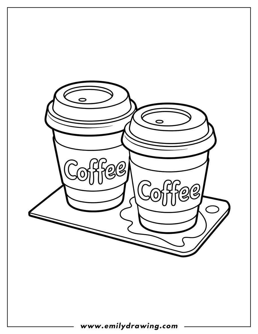High quality printable coffee Cups for coloring