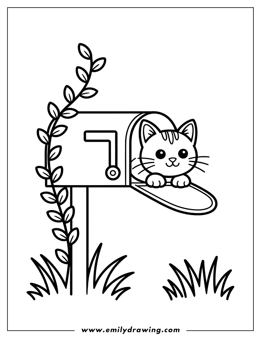 Outline drawing of cat