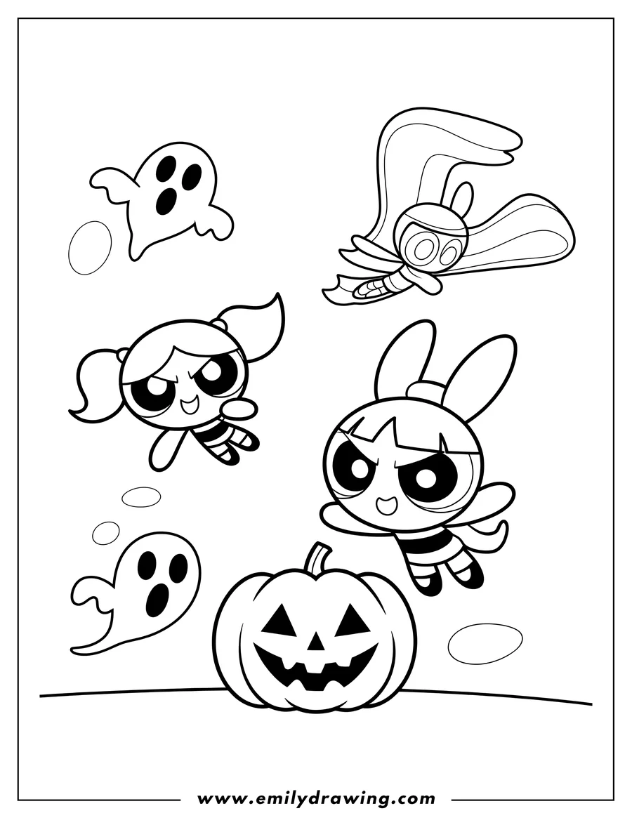 Black and white line art of character