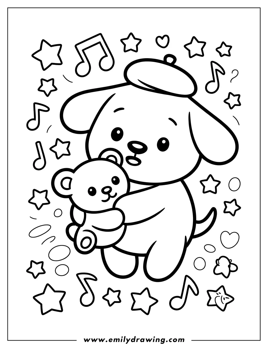 Simple sketch of dog to color