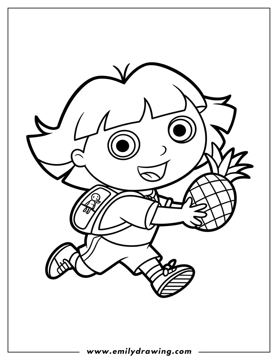 Outline drawing of girl