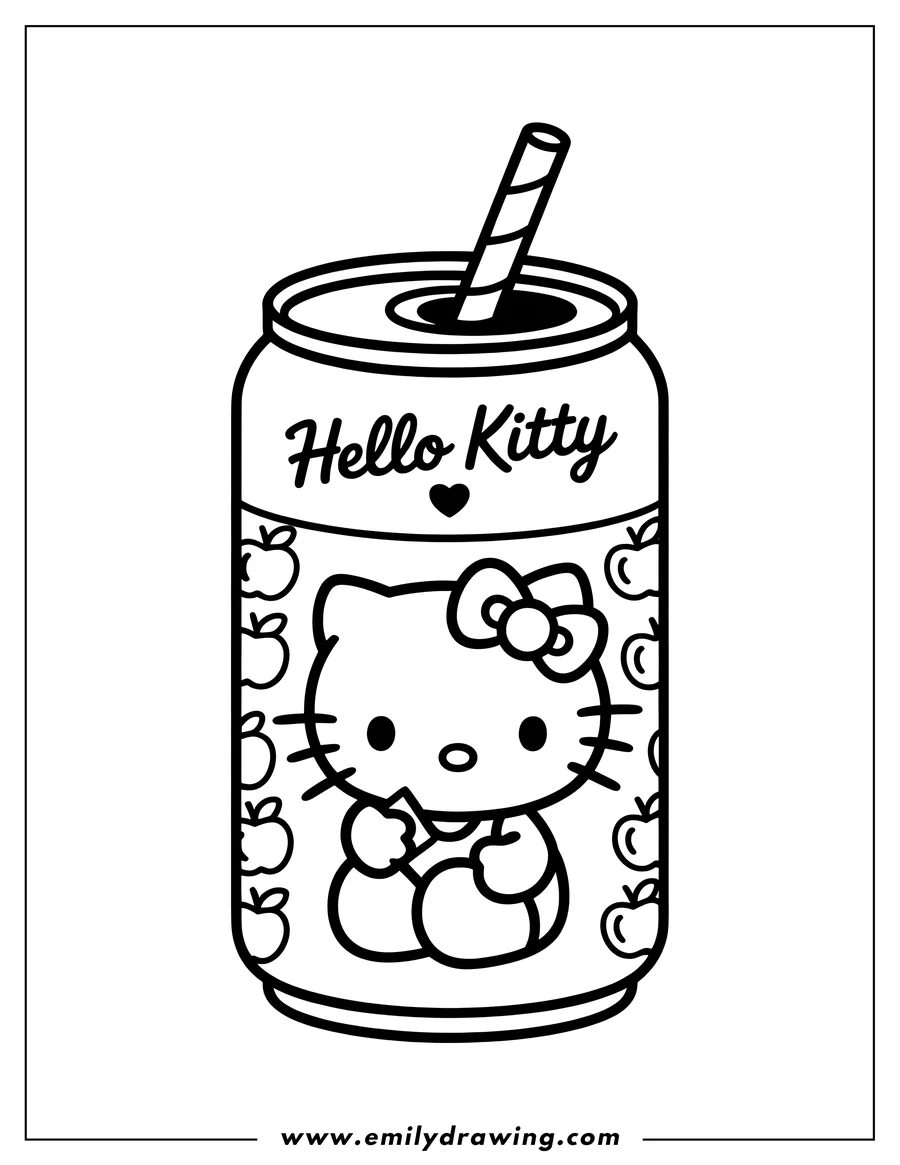 Coloring sheet featuring hello Kitty