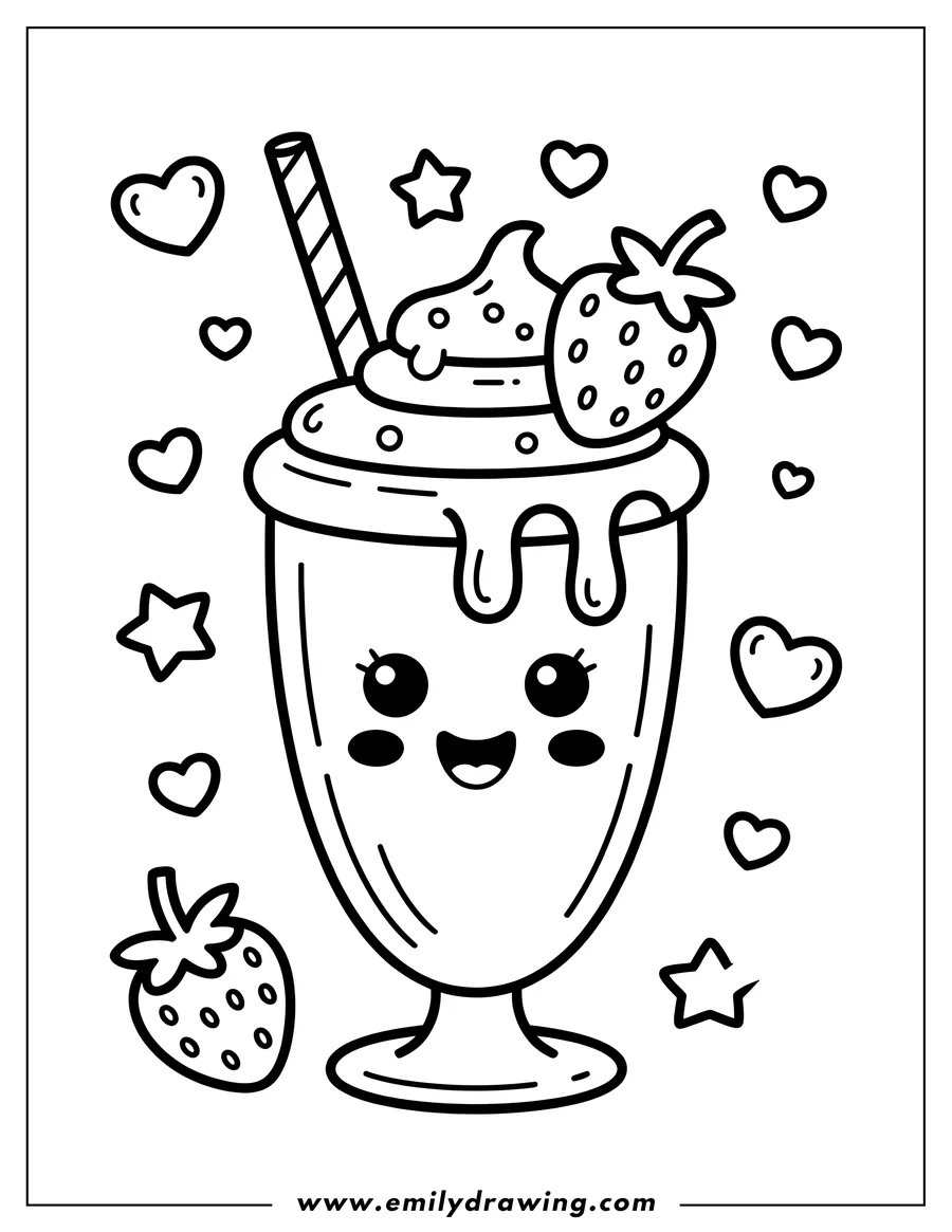High quality printable milkshake for coloring