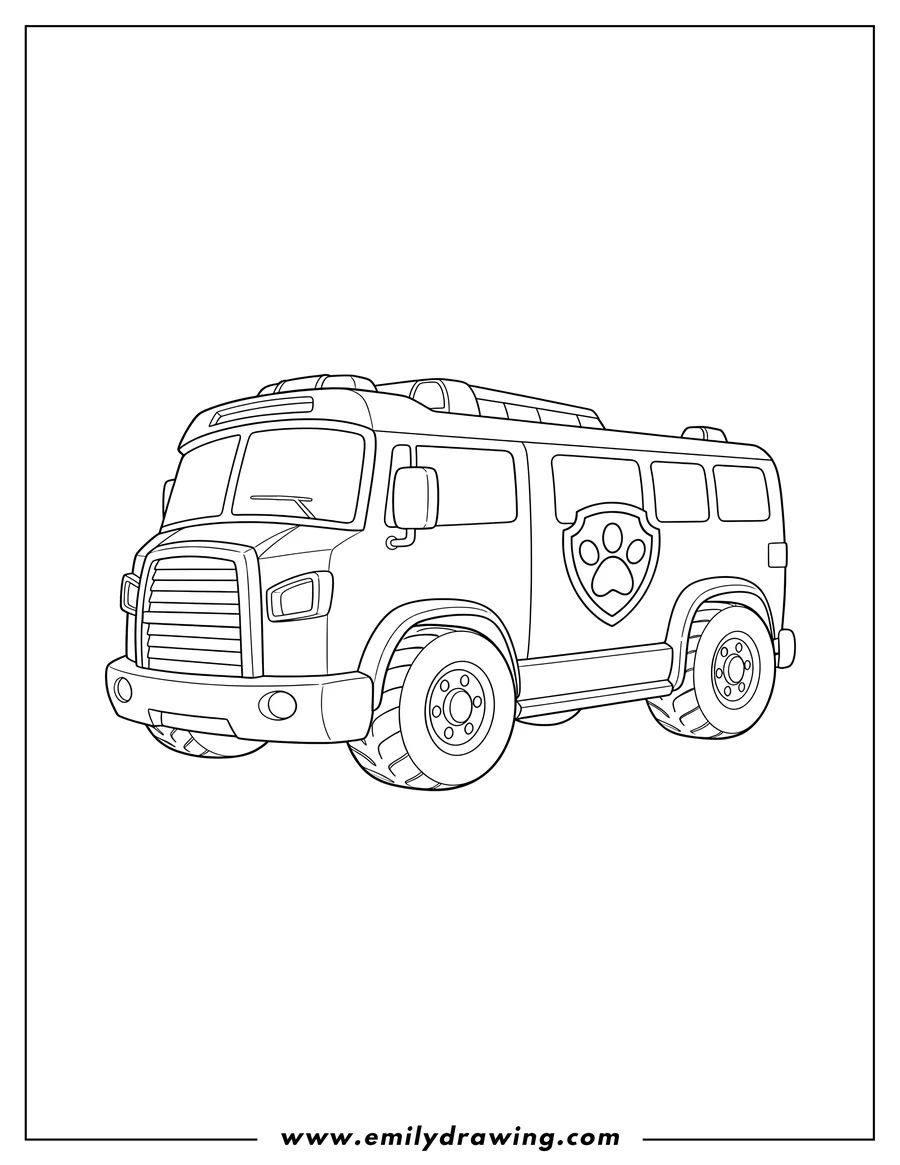 Free to print drawing of paw Patroller bus with Paw Patrol logo