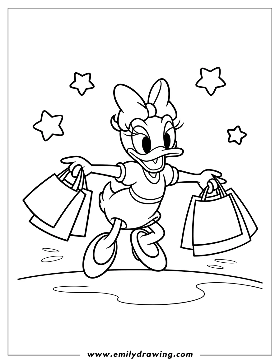 Clean line drawing: daisy Duck
