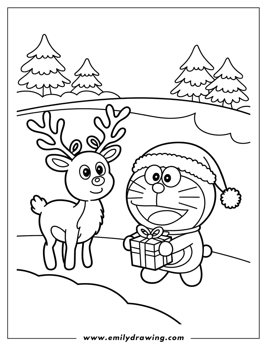 Printable line art of doraemon