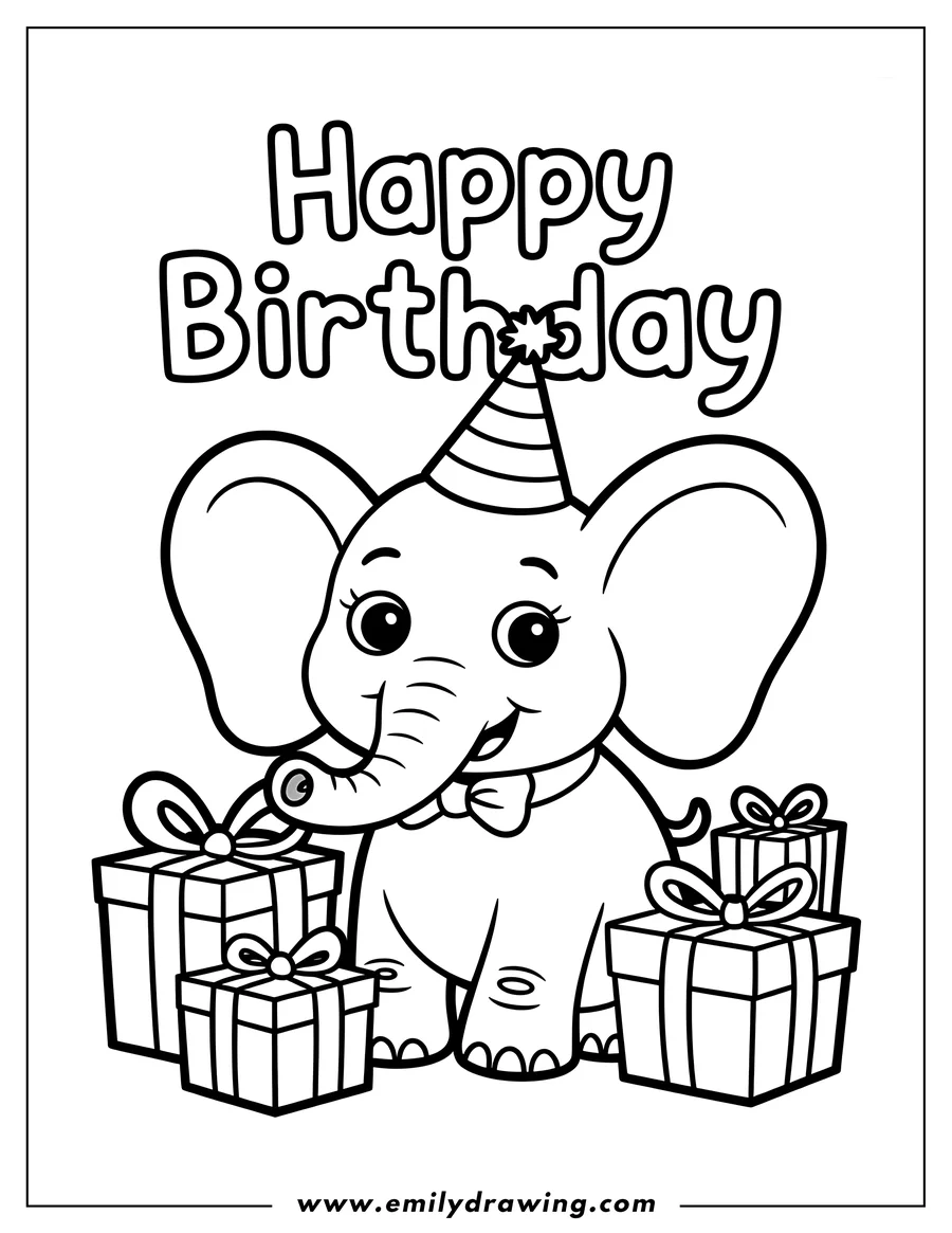 Coloring sheet featuring elephant