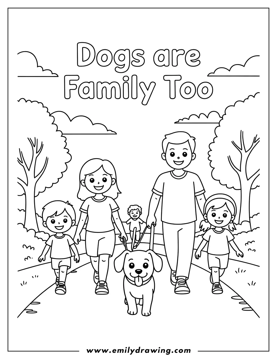 Printable coloring page of family