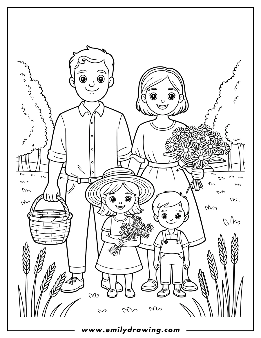 Downloadable coloring page of father