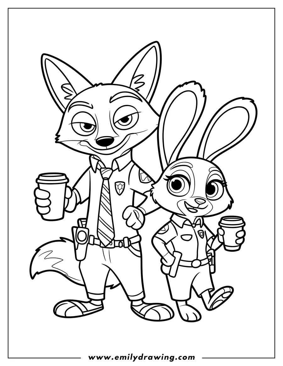 Vector style outline of fox