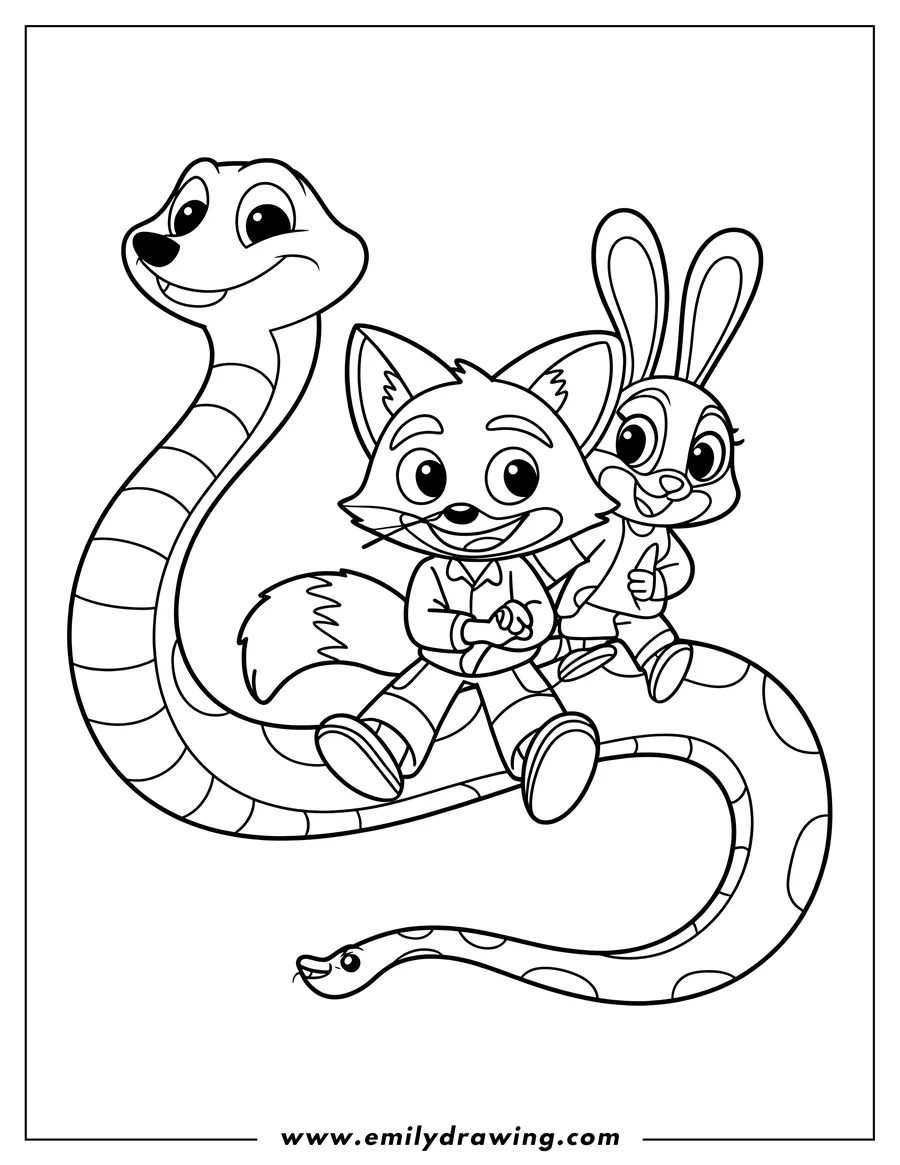 Coloring page of fox