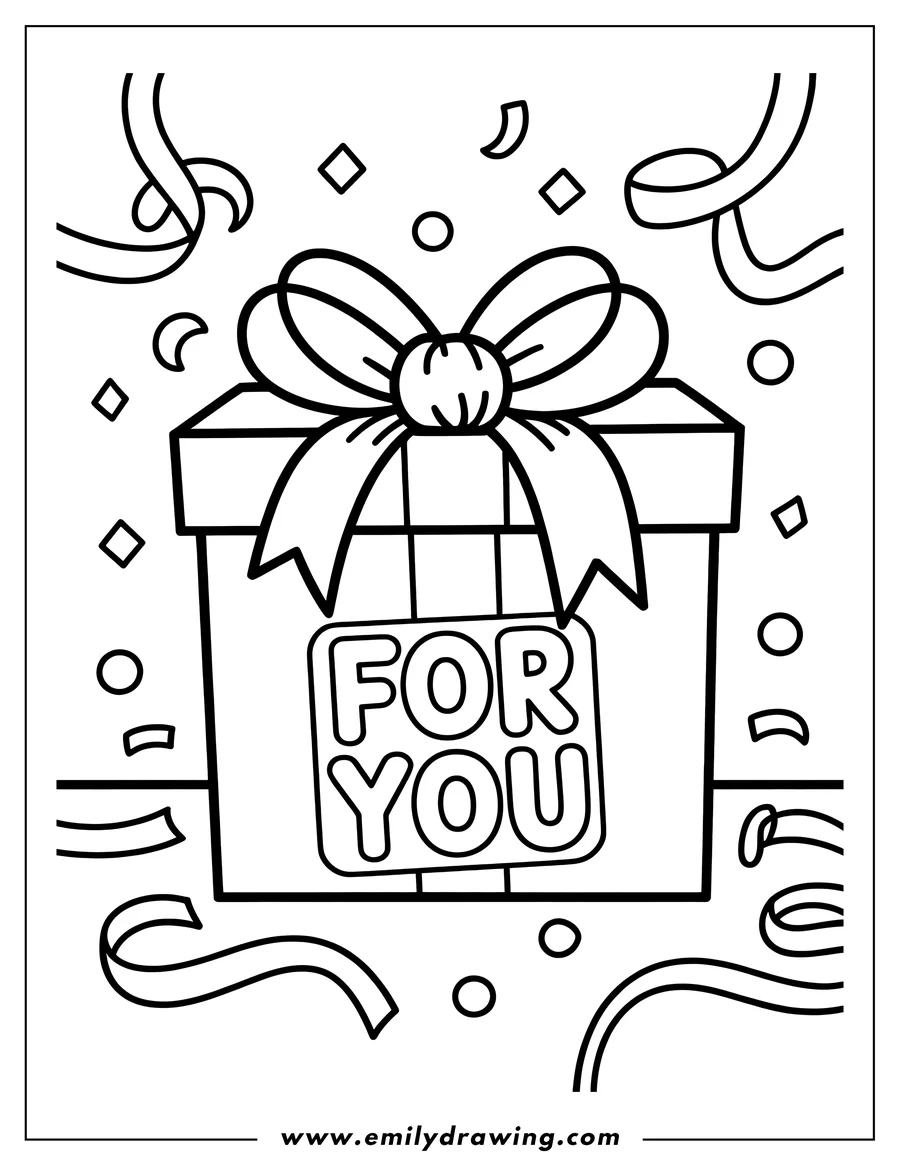 Free to print drawing of gift Box