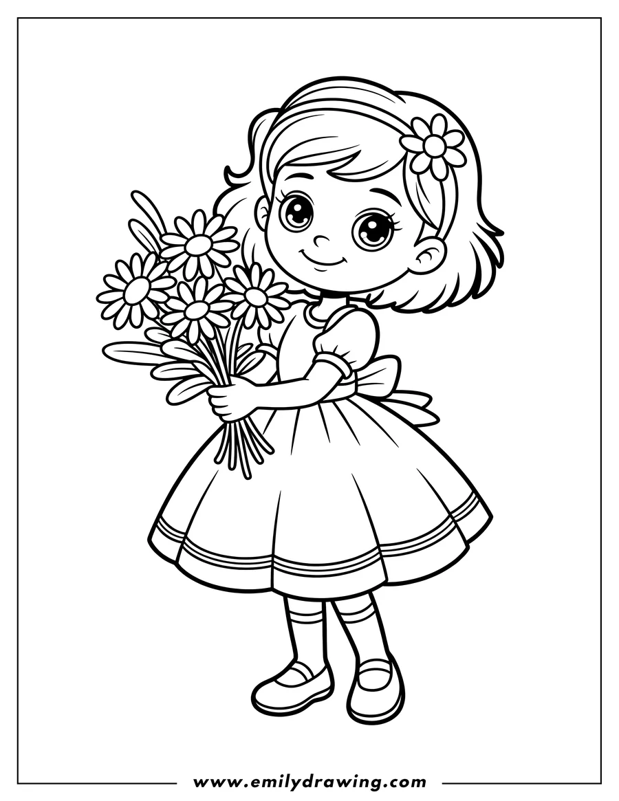 Coloring page of girl