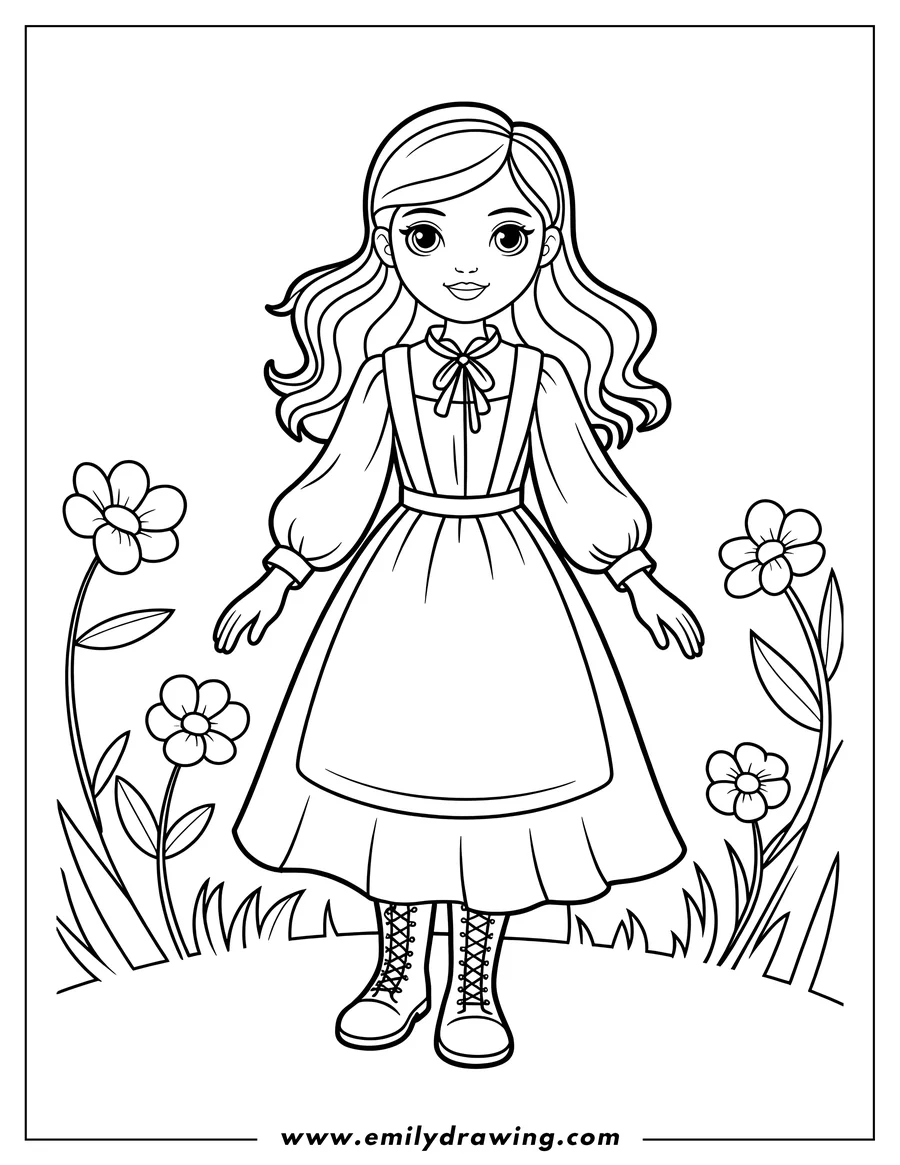 Clean line drawing: girl