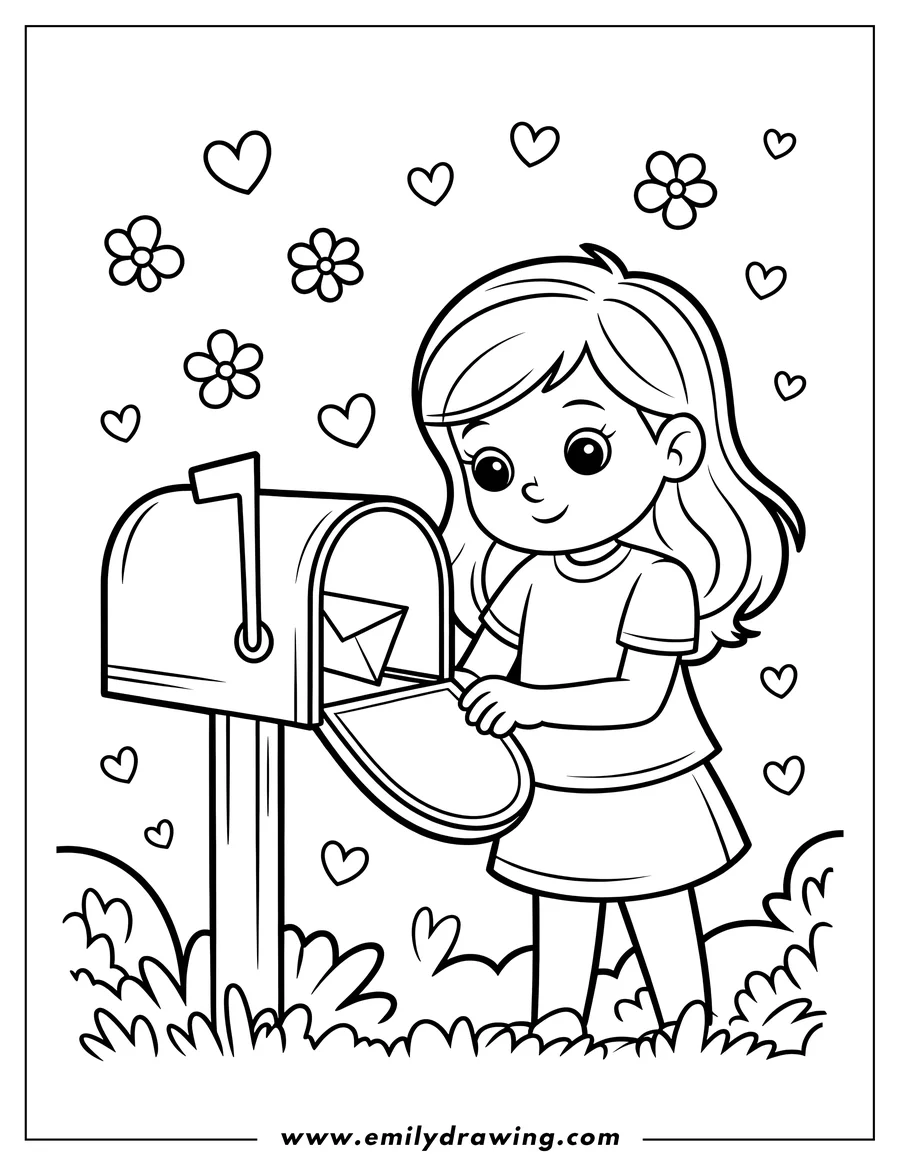 Linear illustration of girl