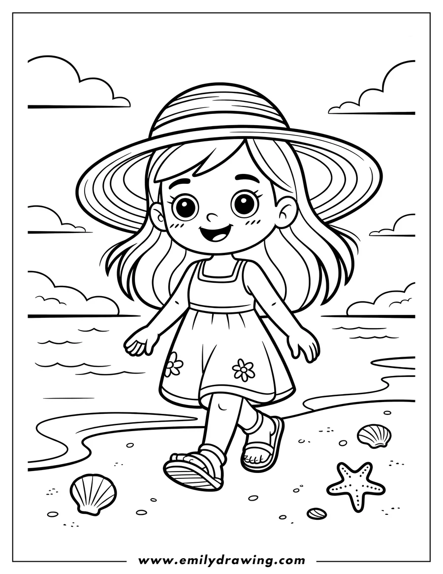 Printable coloring page of girl