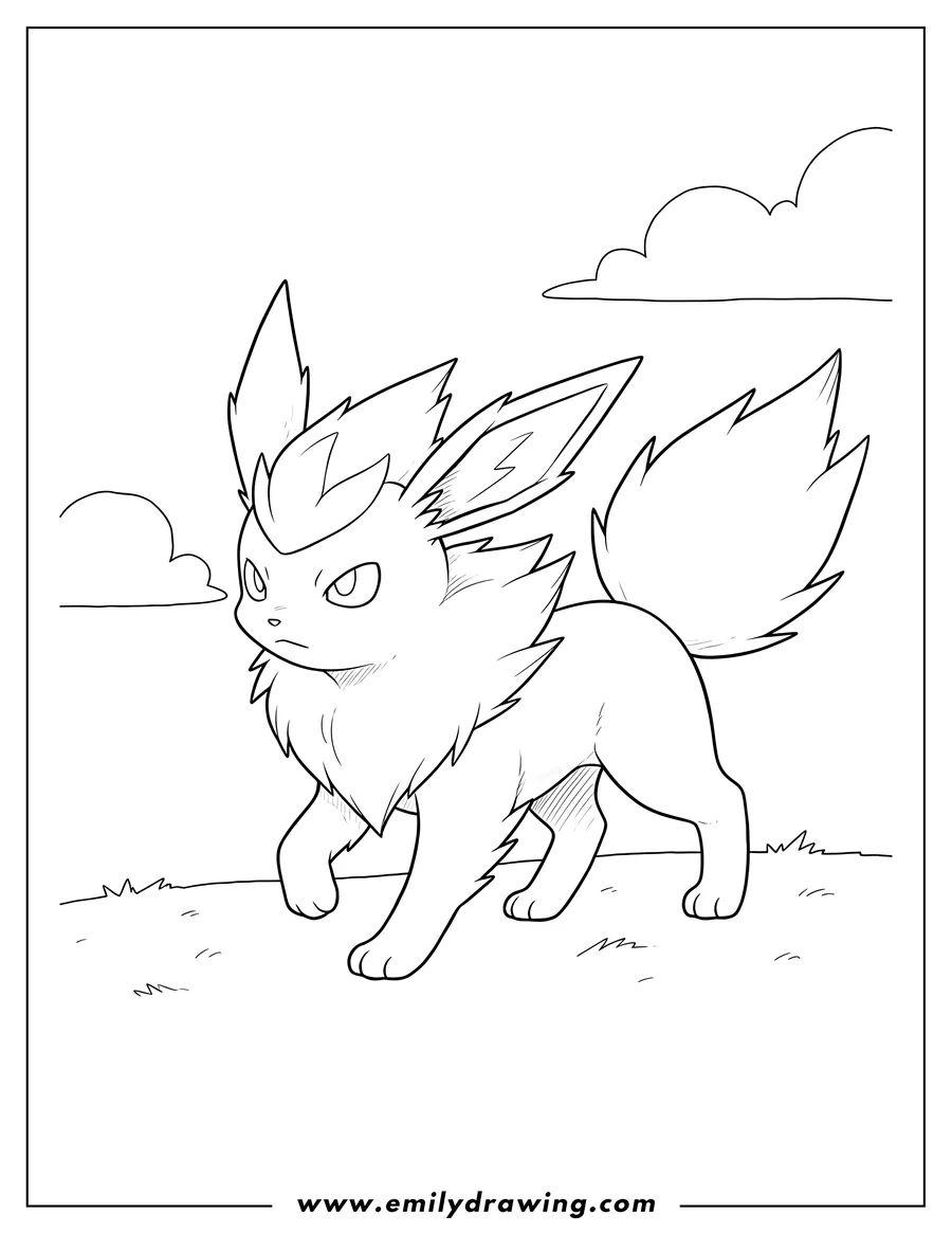 Doodle style coloring picture of jolteon Pokemon walking poster