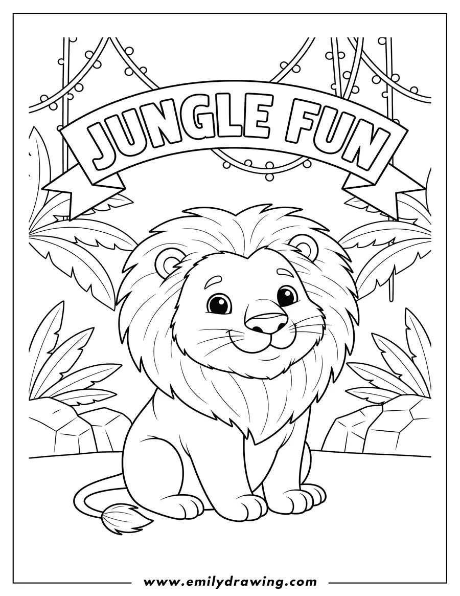 Printable line art of lion