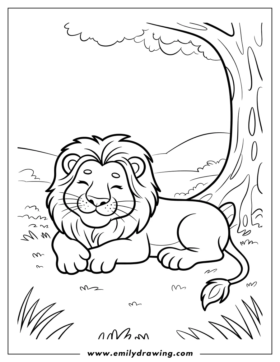 Printable coloring page of lion