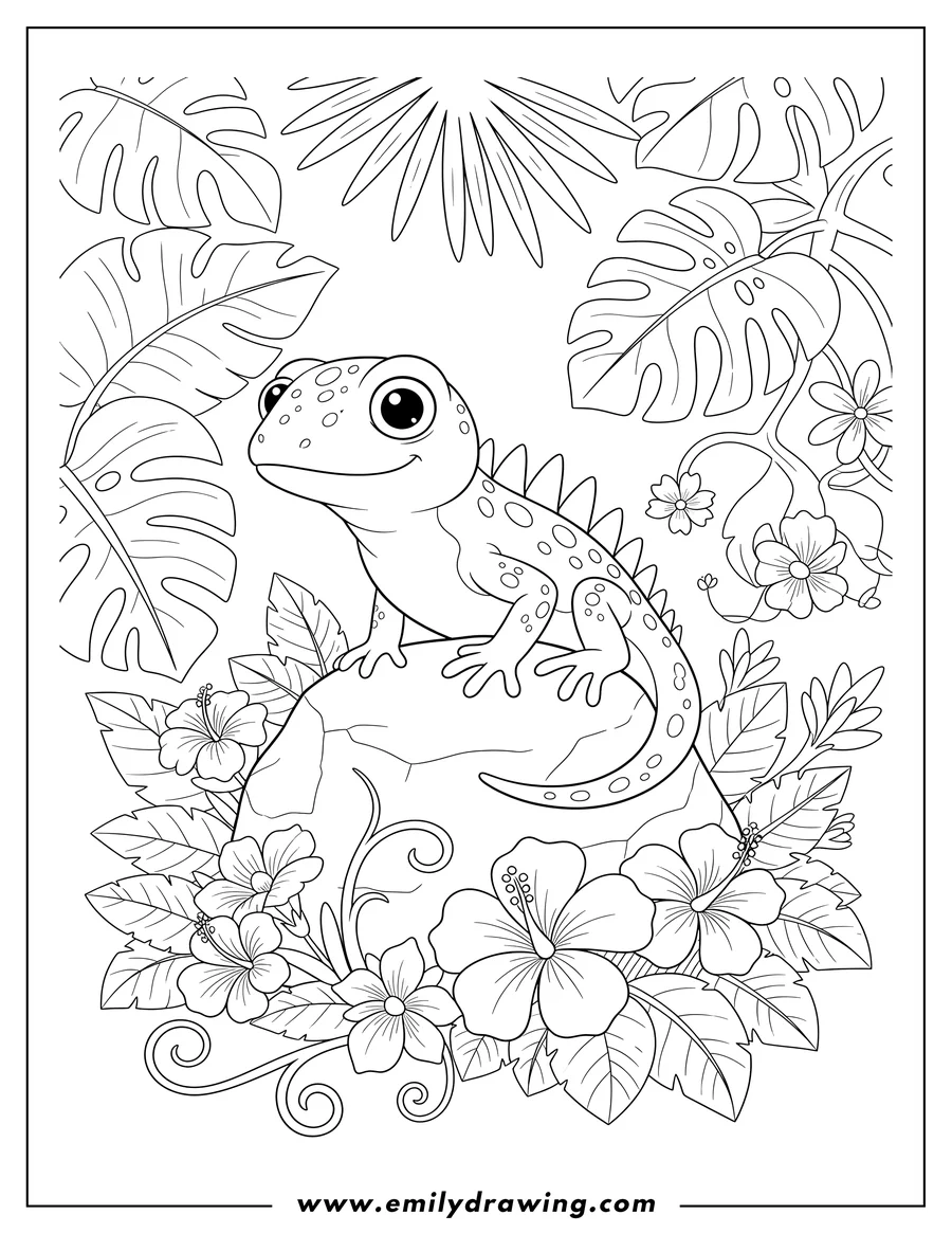 High quality printable lizard for coloring