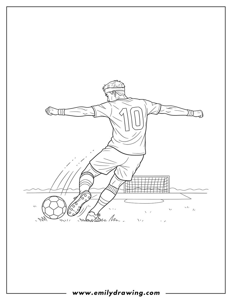 Free to print drawing of male Soccer Player Kicking a Ball To Color