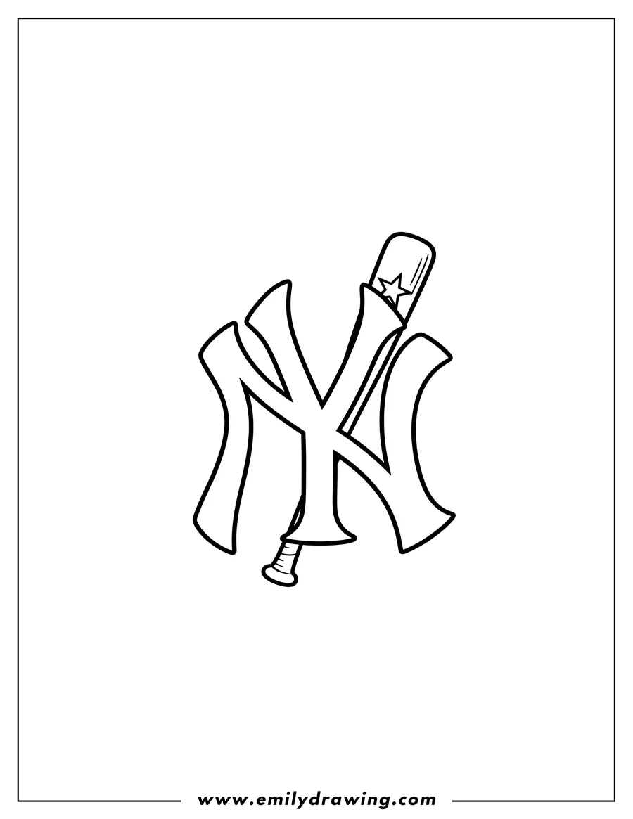 Doodle style coloring picture of new York Yankees Logo, line art