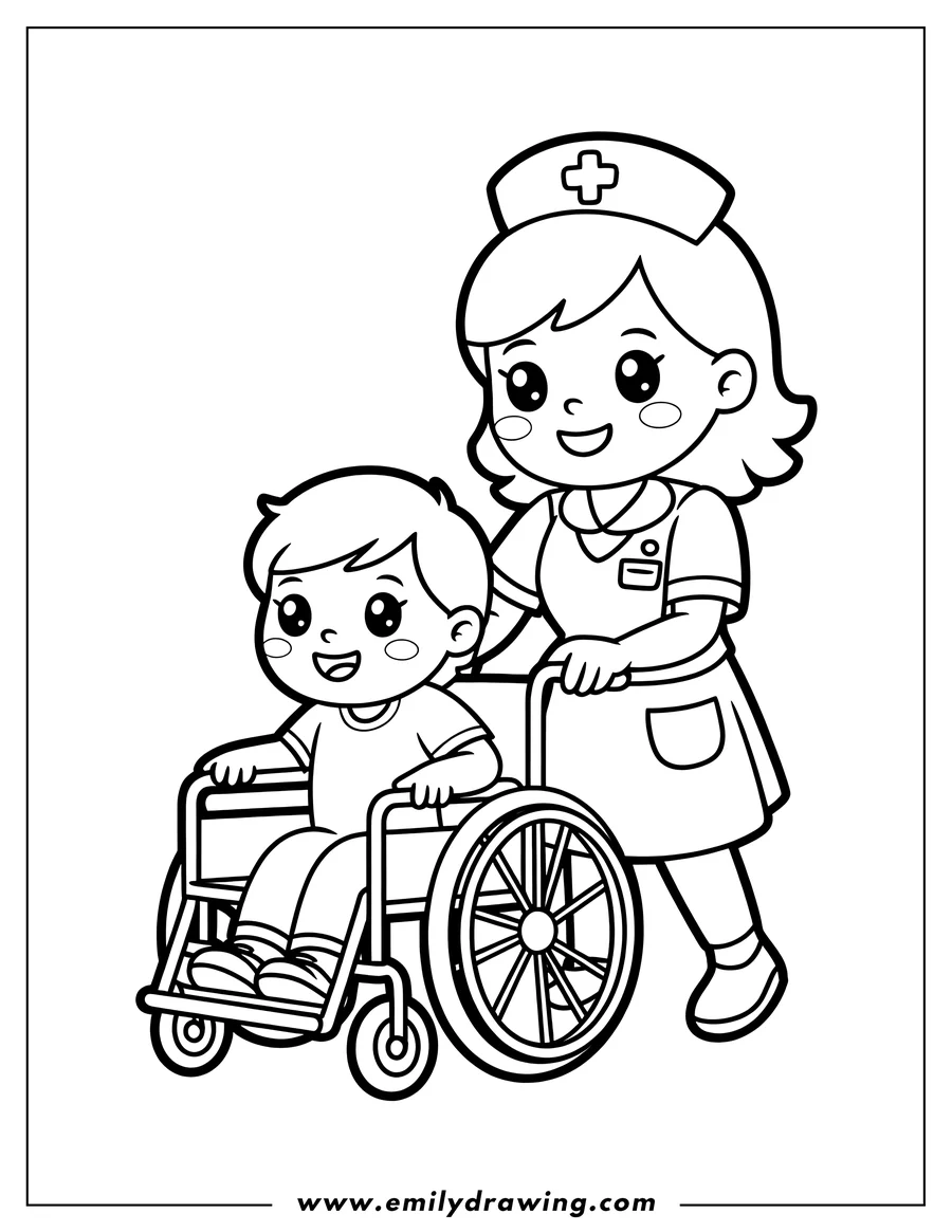 High quality printable nurse for coloring