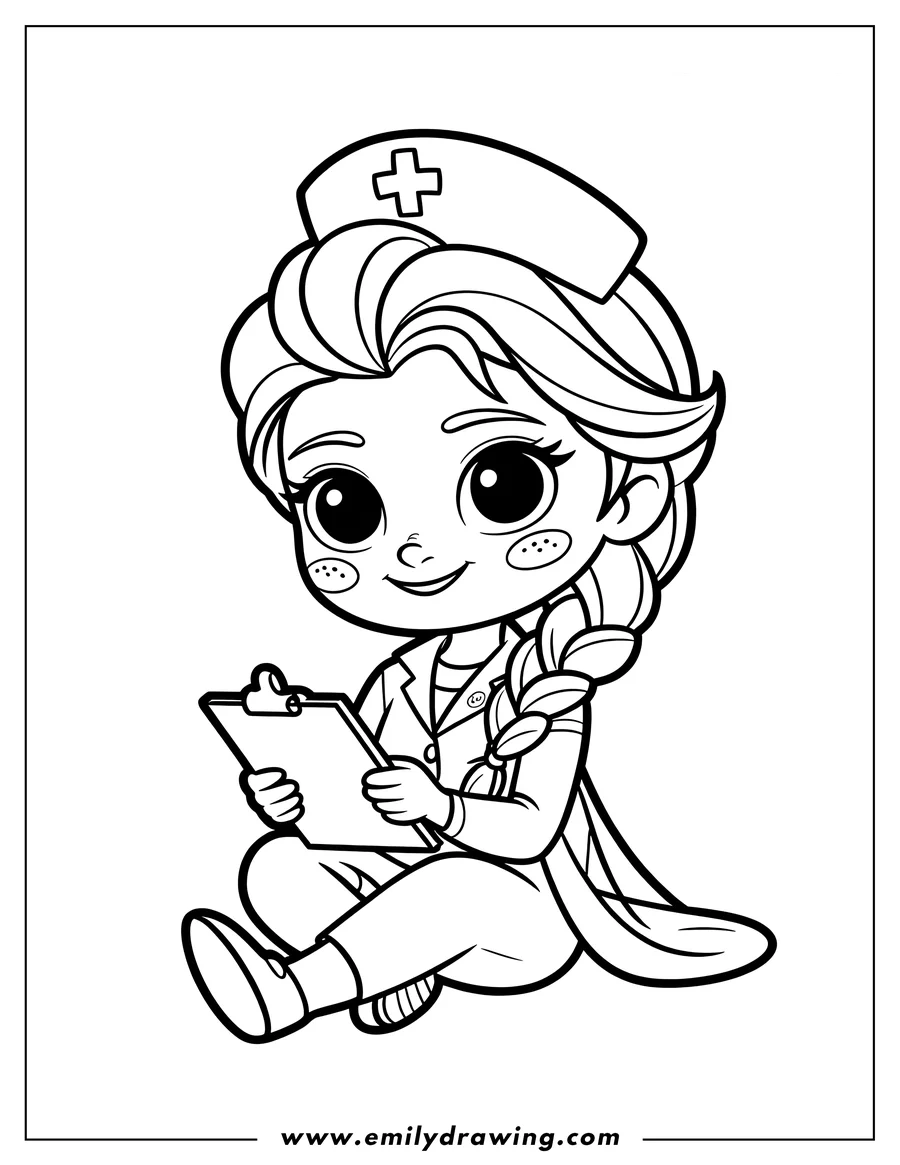 Simple sketch of nurse to color