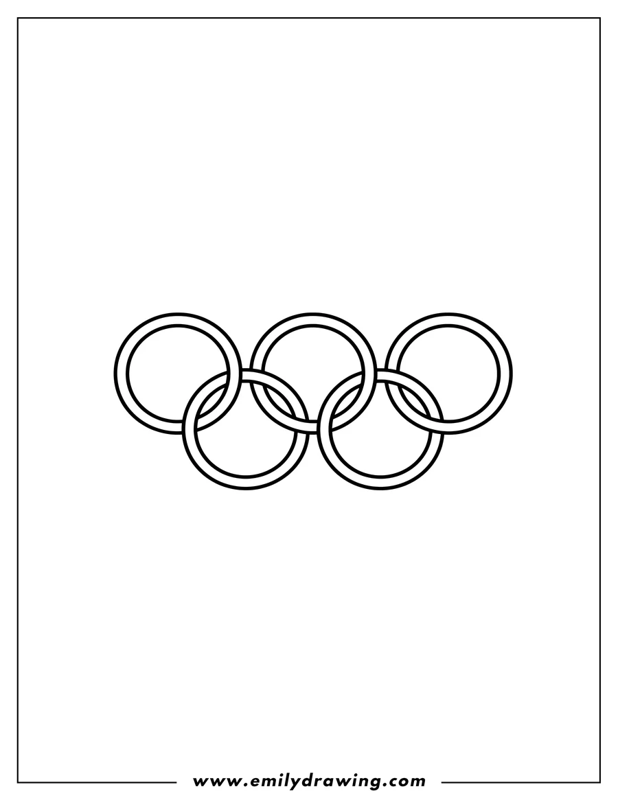Coloring page for kids: simple Olympics Logo with five interlocking outline rings